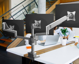 ICY BOX Masa montajlı, 32'' (81 cm) üç monitör için monitör standı IB-MS525-T