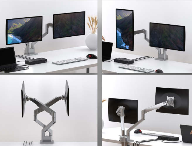 Masa montajlı, 32'' (81 cm) çift monitör için monitör standı IB-MS524-T