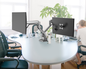 Masa montajlı, 32'' (81 cm) çift monitör için monitör standı IB-MS524-T