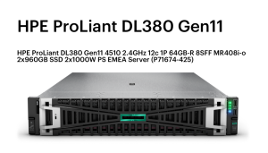 HPE ProLiant DL380 Gen11 4510 2.4GHz 12c 1P 64GB‑R 8SFF MR408i‑o 2x960GB SSD 2x1000W PS EMEA Server